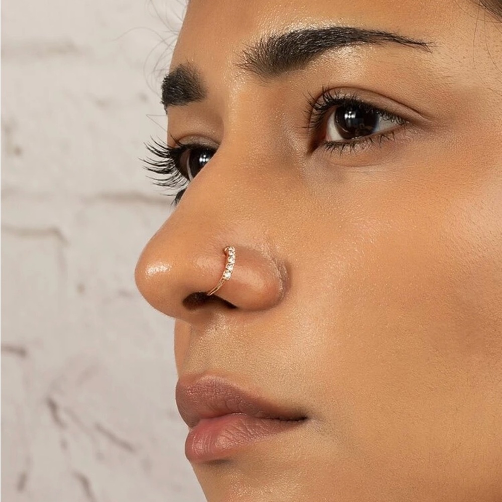 Elegant Rhinestone Sterling Silver Nose Ring~ Non Piercing